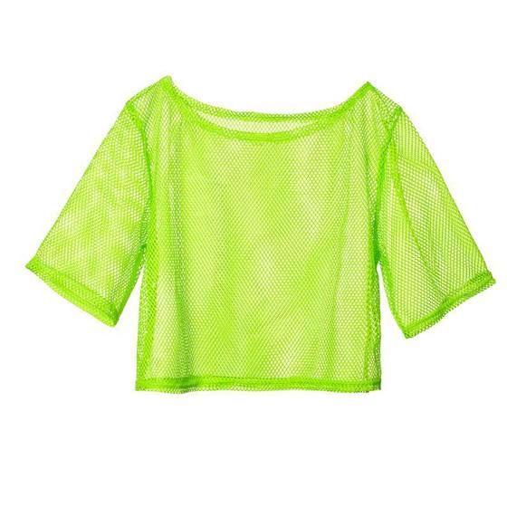 Exported to Europe and America 1980s Party Dance Ladies Fishing Net Mesh T-Shirt fishnet shirt