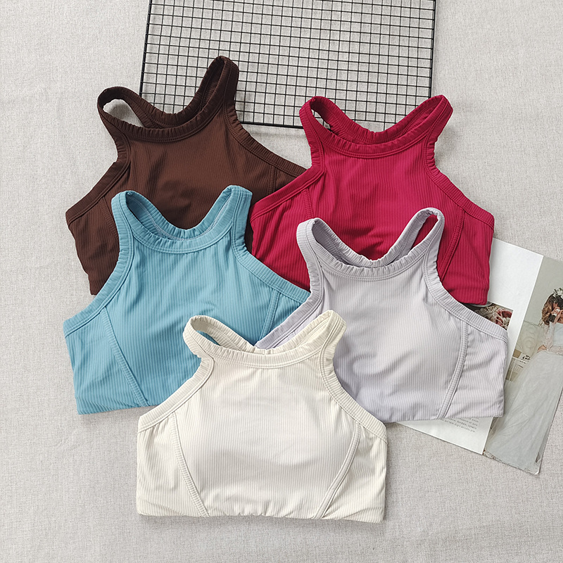 lu version I-thread sports vest for women with chest pad yoga quick-drying fitness bra running shockproof yoga clothes summer