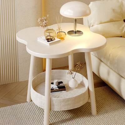 Cream style bedside table 2023 new small storage rack home bedroom creative flower bedside table small side table