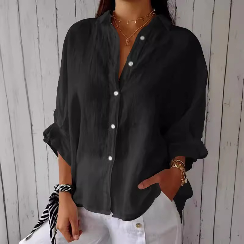 in stock 2024 Europe and America Amazon Spring Explosions Europe and America Cotton and Linen Back Lace Design Shirt Long Sleeve Shirt
