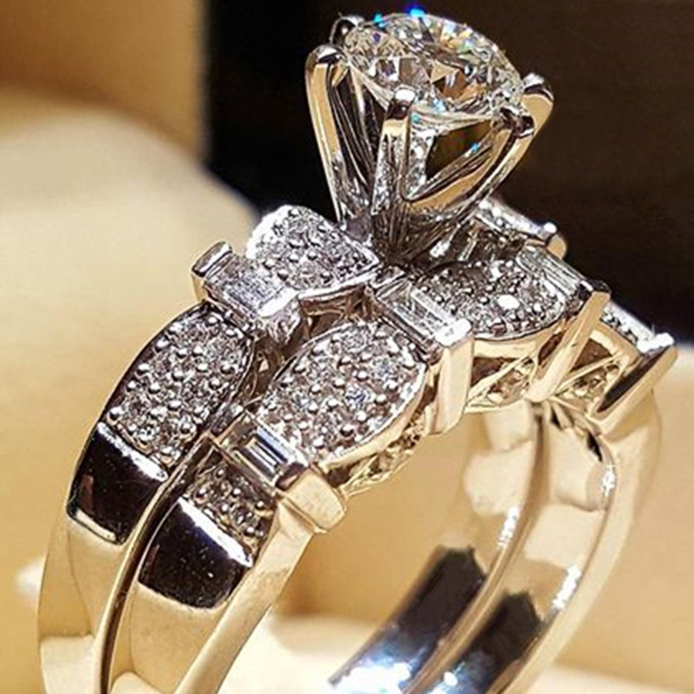 曹適eBayring 時尚OL女士戒指鋯石套戒女 奢華女款對戒熱賣