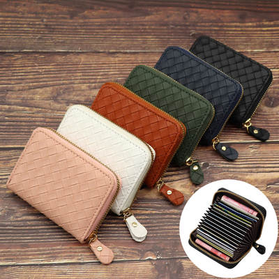 New Style Simple and Fashionable Woven Pattern Card Bag Multi-functional Organ Card Bag Large Capacity Multi-card Holder Credit Card Case