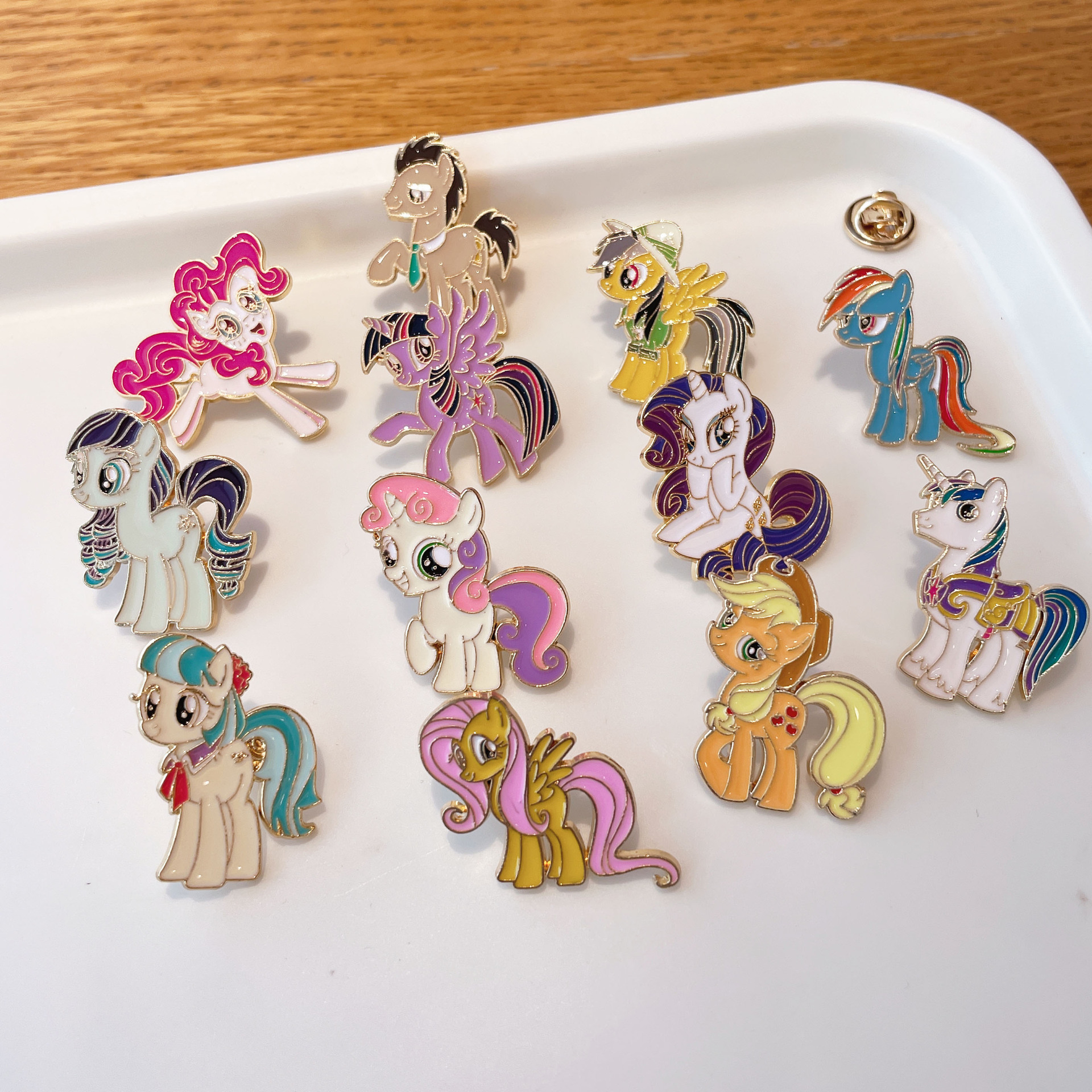 Pony Polly Brooch Cartoon Animation Peripheral Metal Badge Cute Male and Female Student Bag Pencil Bag Clothes Accessories
