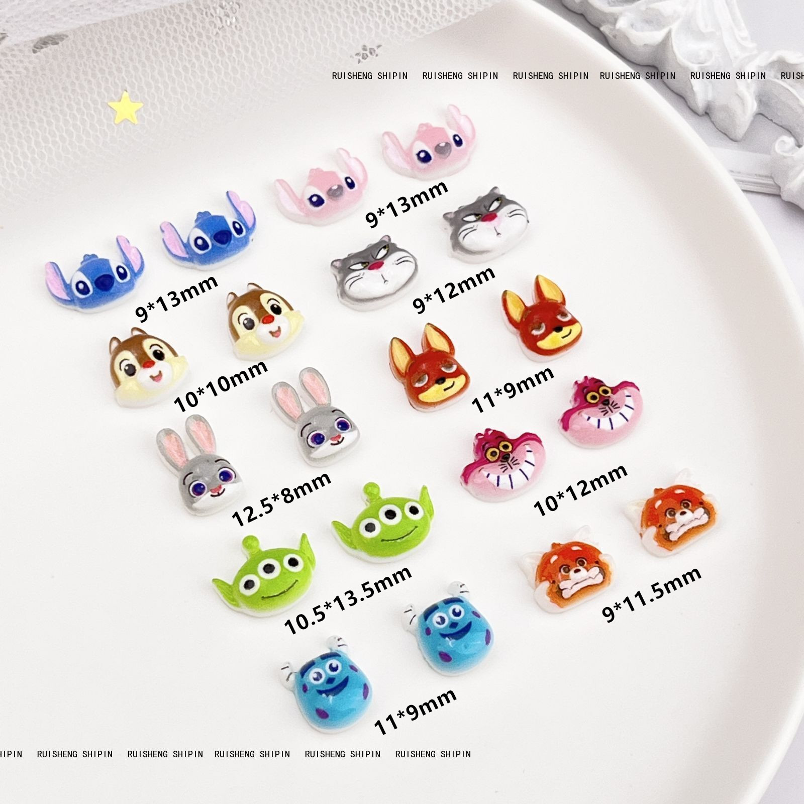 New Animal City Cartoon Nail Art Jewelry Luminous Cute Three-dimensional Long Ear Rabbit Animation Resin DIY Nail Accessories