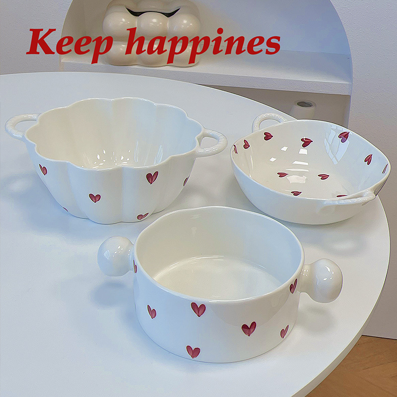 Red Love Tableware Dishes Household Ins Internet Popular Couple Dishes and Dishes Combination Housewarming Gift Giving Tableware