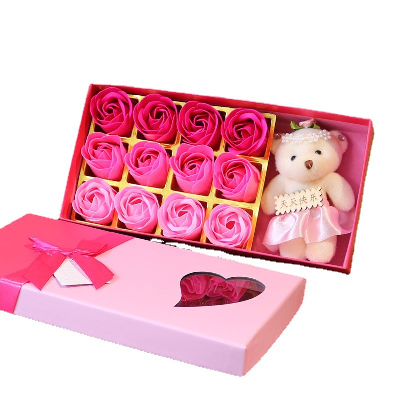 Bear Rose Soap Flower Gift Box Holiday Gift Accompanying Gift Activities Small Gift Practical Simulation Flower Factory Wholesale