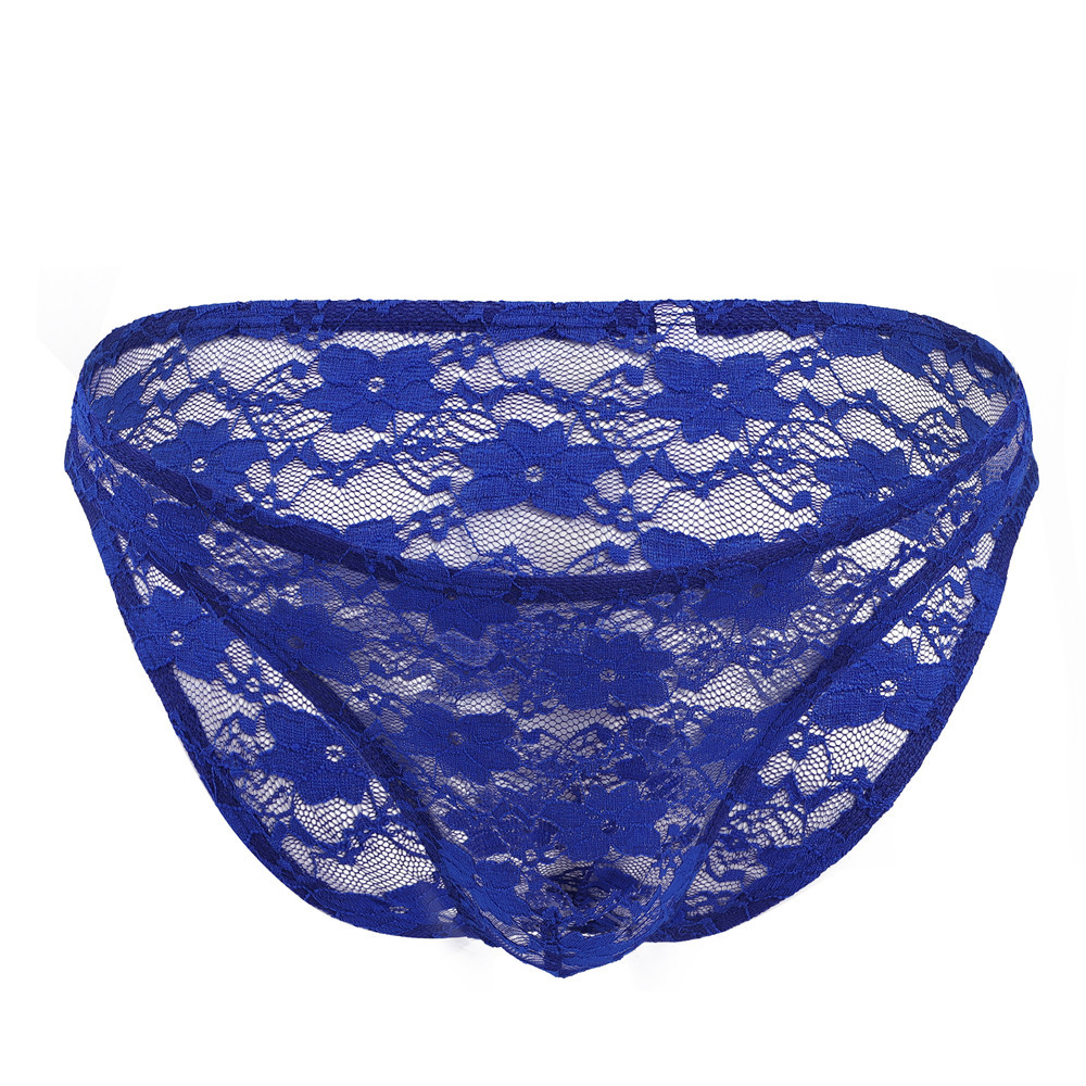 Men's lace briefs, men's triangular underwear, summer ultra-thin cool and invisible transparent U-shaped pouch sexy triangular shorts head