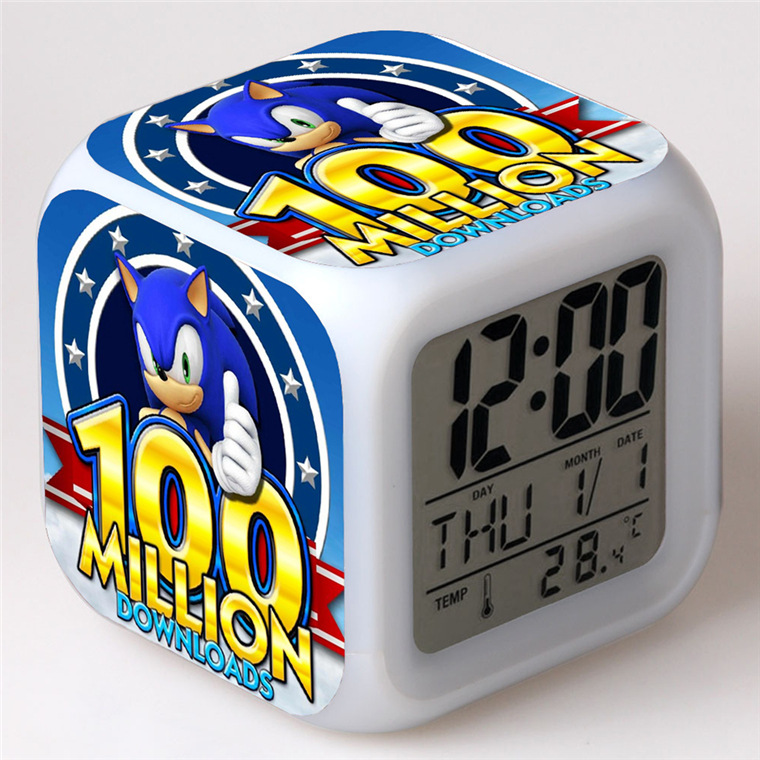 Cross-border hot sale supply hedgehog sonic Sound Boy alarm clock color changing colorful alarm clock sonic small gift 1