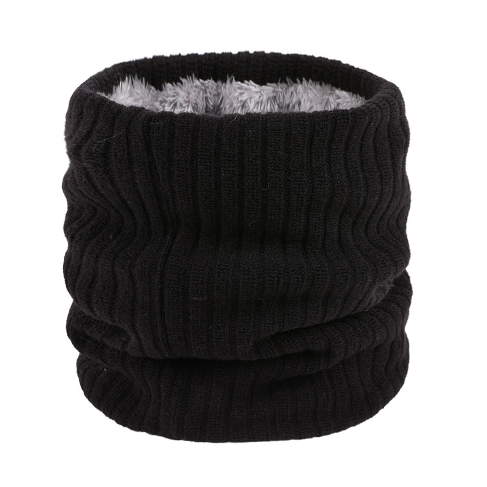 Spot winter knitted collar outdoor warm collar solid color men's and women's double pullover plus velvet scarf cross-border exclusive