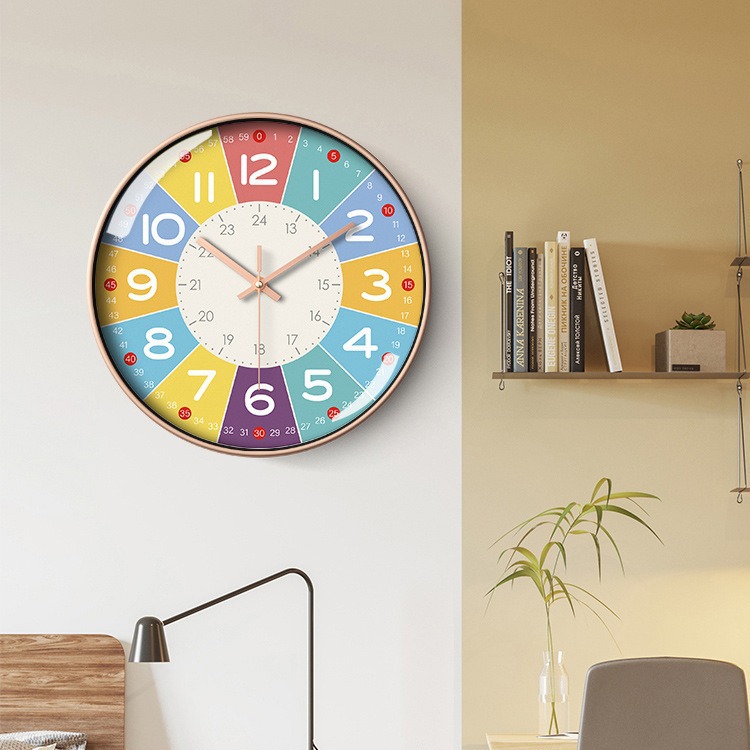 Early education wall clock clock cartoon mute clock children's time management quartz clock home wall clock