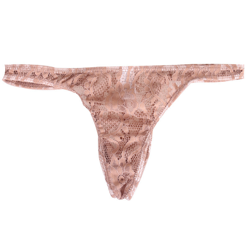 Factory wholesale men's transparent underwear fashion lace breathable thong provide one-piece delivery