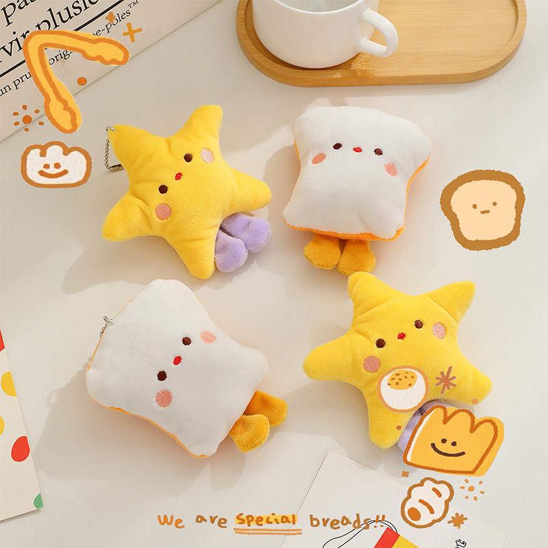 Cute Girl Star Brooch Cartoon Plush Bread Doll Pendant Backpack Accessories DIY Pin Accessories Accessories