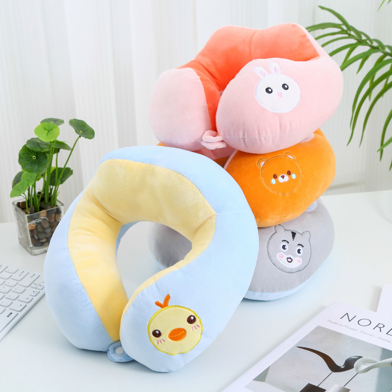 Double hump solid color neck pillow aircraft travel headrest office neck pillow portable car U-shaped pillow wholesale