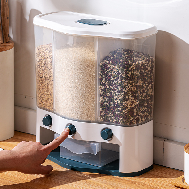 Household Rice Storage Bucket with Moisture and Pest Proofing, Storage and Classification, Multi-Grain Jars, Wall-Hanging Rice Storage Box, Multi-Section Sealed, Multifunctional