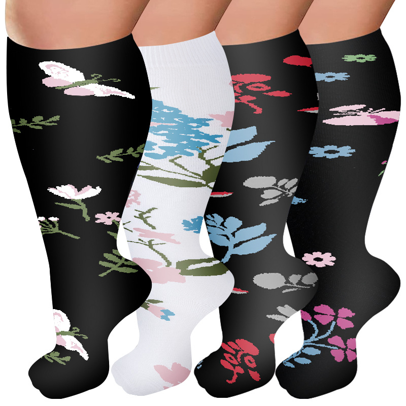 Meias de pressão de nylon para enfermeiras, fertilizantes Plus, meias de compressão para corrida e fitness para homens e mulheres, modelos europeus e americanos_voghion.com