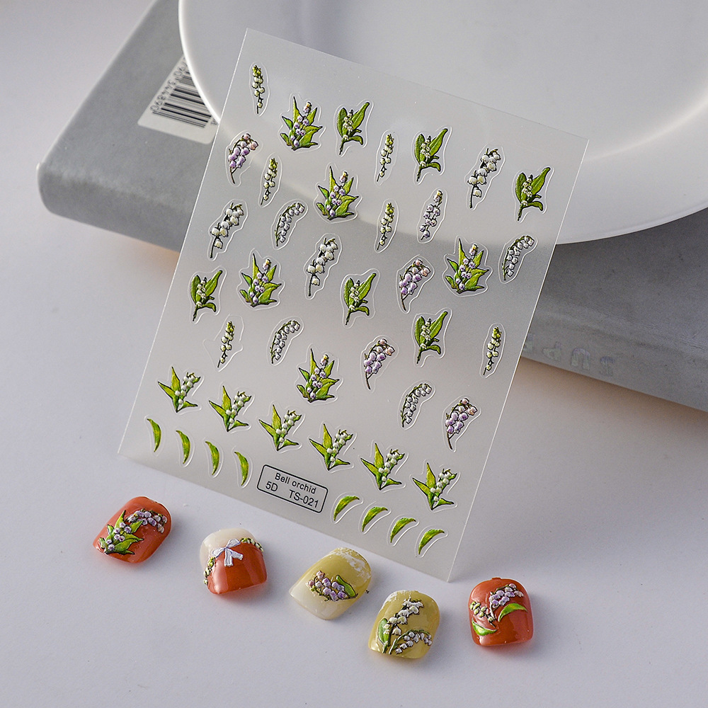 New craft three-dimensional Campanula nail stickers 5D waterproof relief Linglan nail stickers decorative decals jewelry