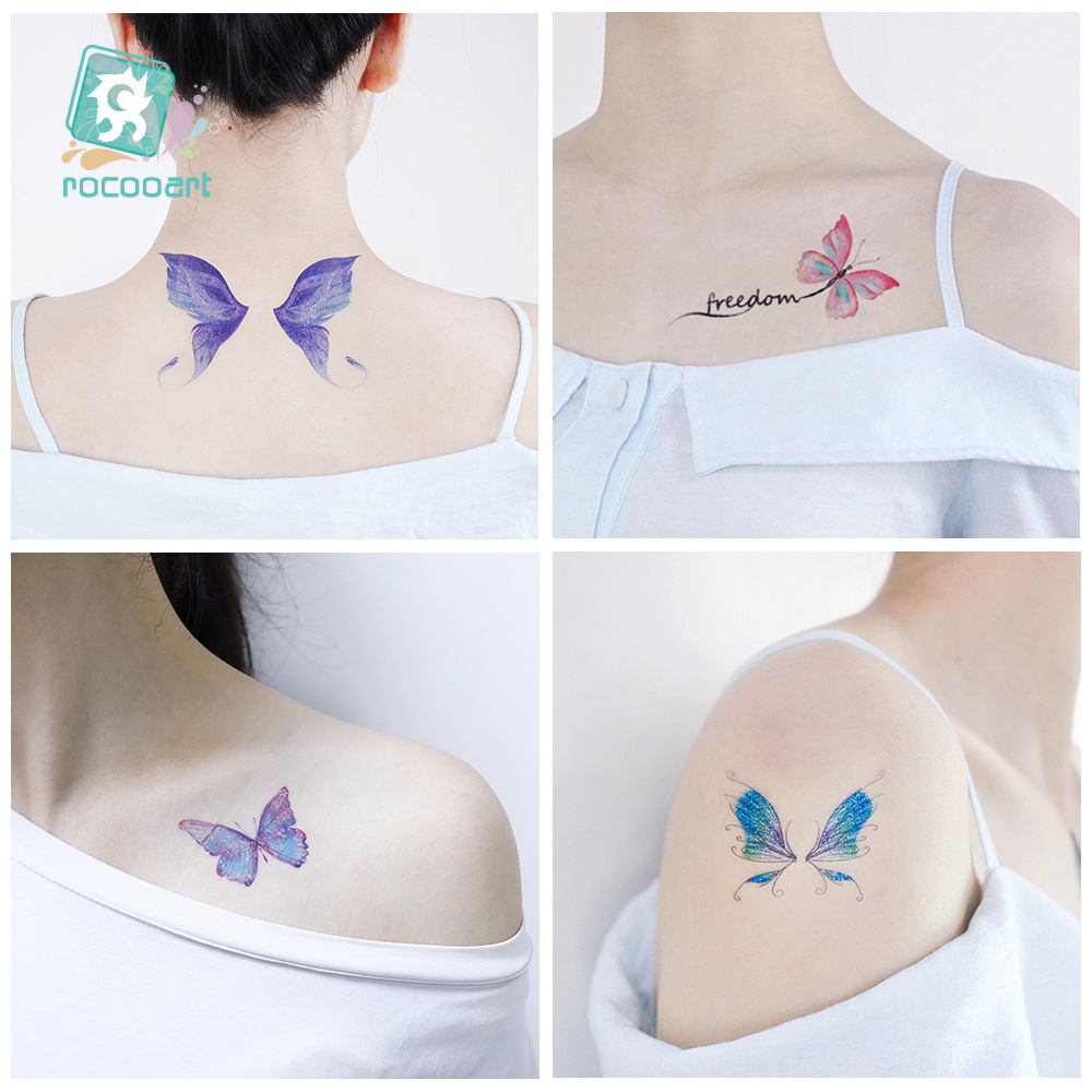 Reikaron Cross-border Waterproof Glitter Tattoo Sticker Internet Celebrity Fantasy Wings Butterfly Glitter Princess Liuyi Face Sticker
