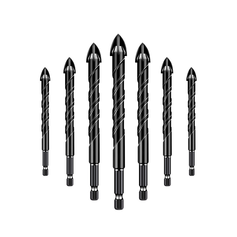 Langtian cemented carbide cross four-blade triangular drill all-ceramic ceramic tile cement ceramic drilling drill factory outlet