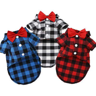 Dog Plaid Shirt Suit Wedding Dress Teddy Bitter Bear Small Large Dog Pet Clothes Cat Supplies