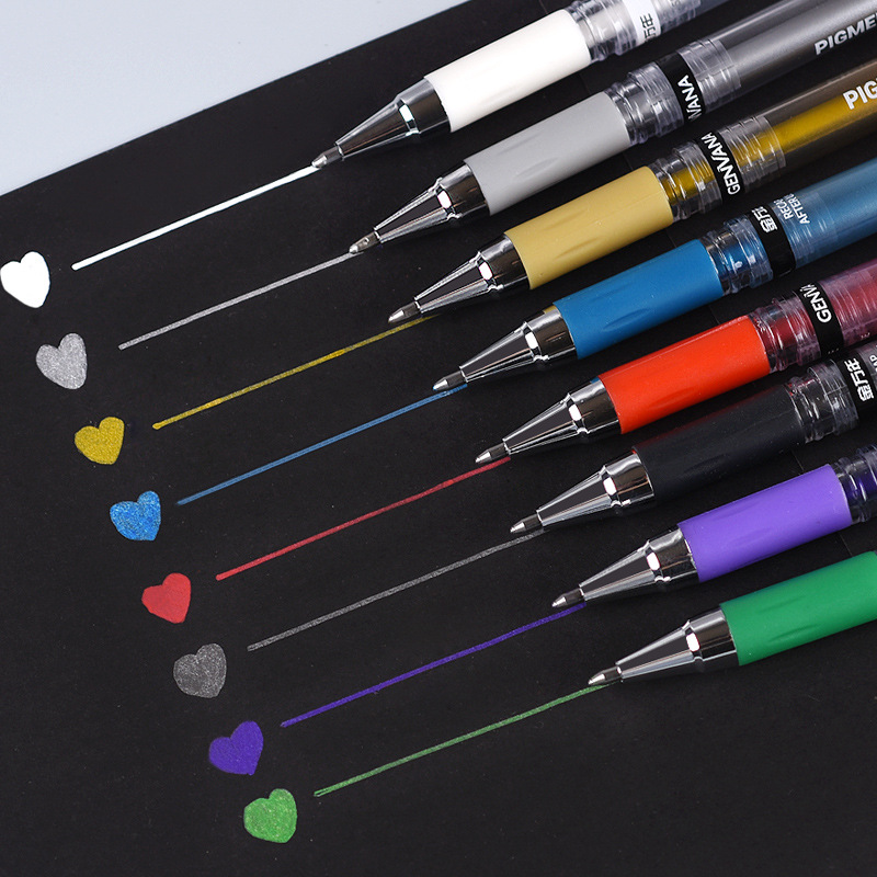 Factory direct supply Jin Wannian 1337 hand-painted high-gloss 1.0 bullet core 8-color hand account graffiti gel pen