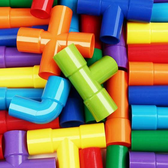 Children's Pipe Building Blocks Toys Assembled Puzzle Plastic Water Pipe Baby 3-year-old Kindergarten Interactive Diy Toys