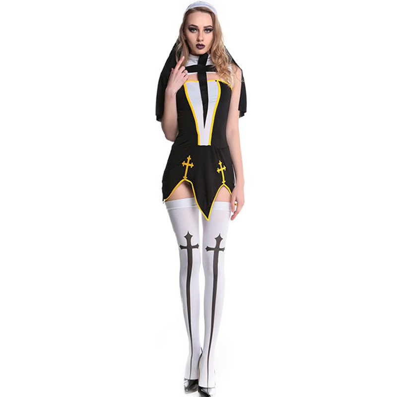 2023 nun costume adult girl Halloween costume game uniform nun role play cos costume Lolita