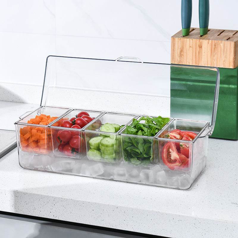 Cross-border salad storage box outdoor party picnic split ice box salad plate household plastic fresh-keeping box wholesale