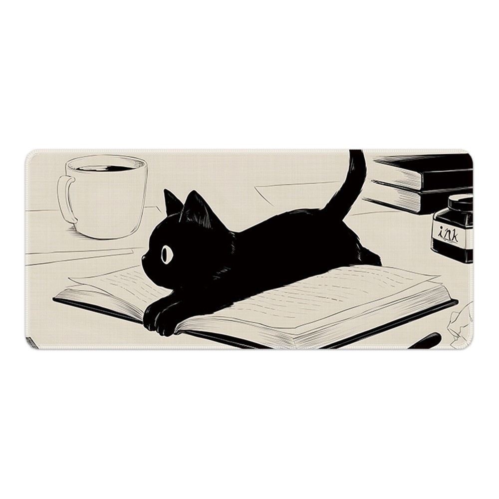 Wrist protector mouse pad oversized stain-resistant cartoon cat lock thickened keyboard pad office game computer desk pad customization