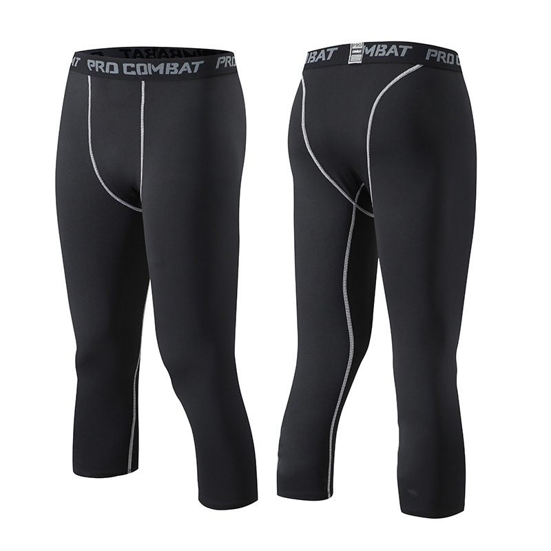 Men's PRO Sports Pants Cropped Fitness Running Training Perspiration Breathable Quick-drying Stretch Tight Cropped Pants