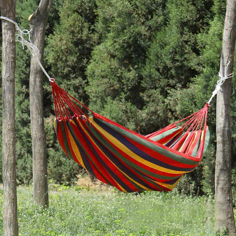 Outdoor thickened canvas dormitory single hammock camping leisure indoor children's rope bag holiday travel wholesale
