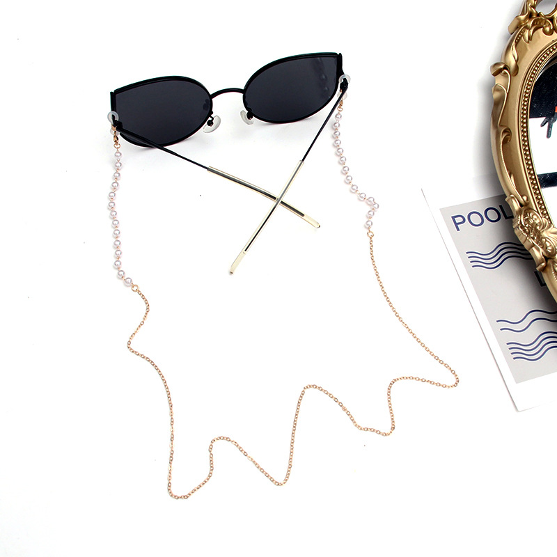 Euramerican pearl handmade chain eyeglass chain necklace chain accessory anti-slip anti-loss earphone metal chain