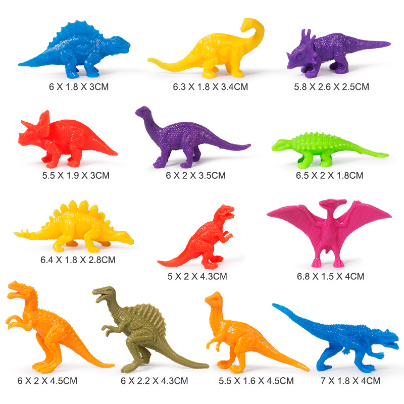 13 Soft Rubber Small Dinosaur Mini Small Dinosaur Toy Children's Zoo Model Boys and Girls Science and Education Cognitive Dinosaurs
