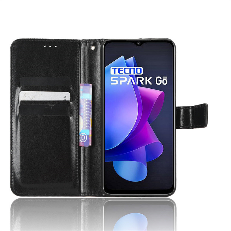 Applicable to Tecno Spark Go 2023 mobile phone case Smart 7HD mobile phone leather case Crazy Horse pattern flip card