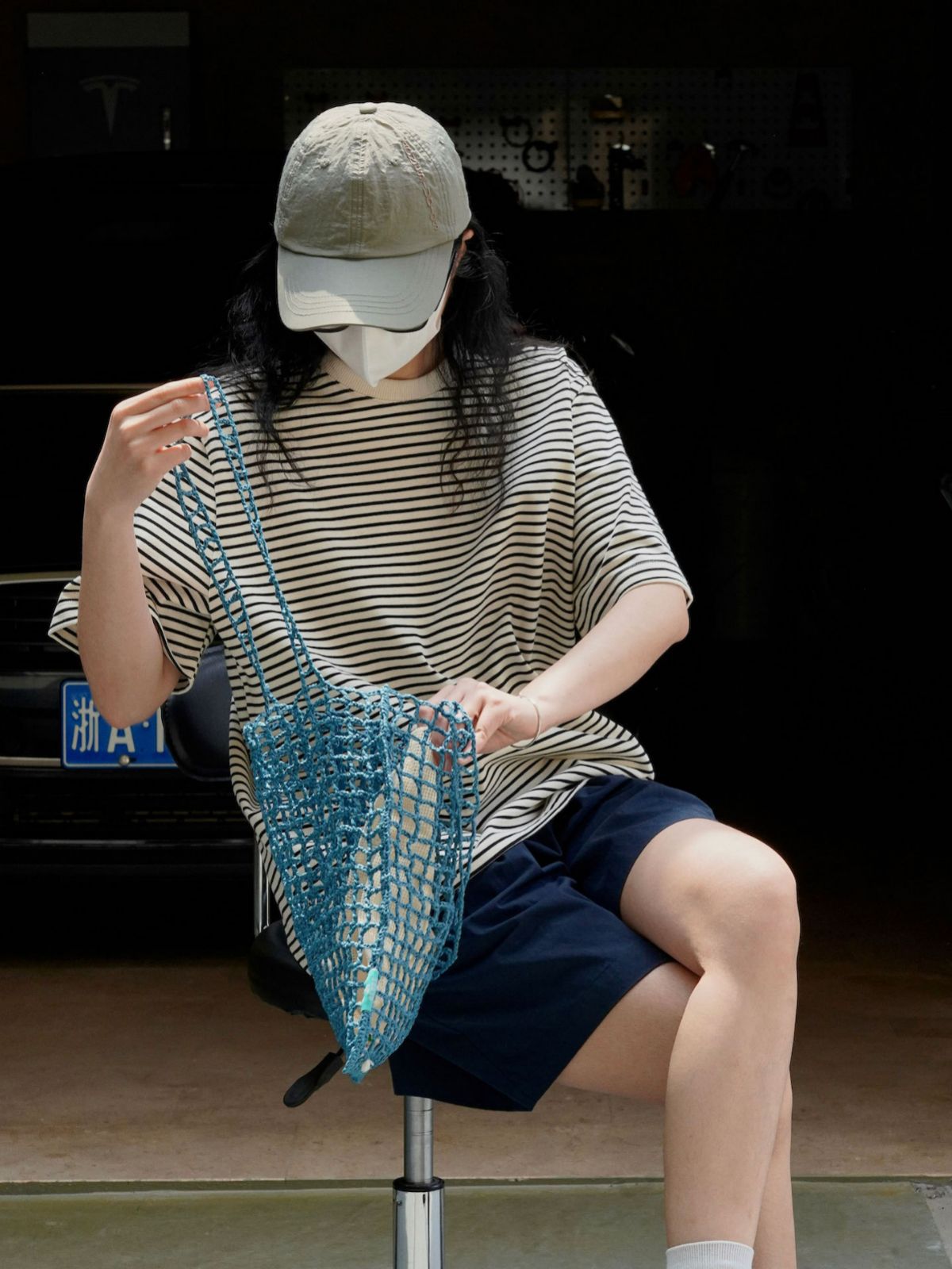 Lufu summer new Korean style ins simple lazy striped round neck T-shirt loose profile casual short sleeve top for women