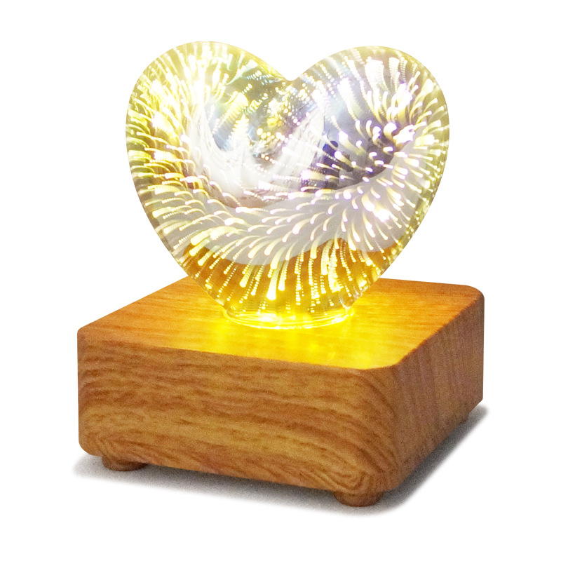 LED3D fireworks night light Christmas holiday romantic atmosphere small table lamp USB dream heart-shaped atmosphere lamp bedside lamp