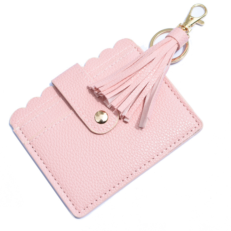 Cross-border Amazon European and American Creative PU Card Bag Women's Coin Purse Bag Bus Card Set Leather Tassel Clutch Bag