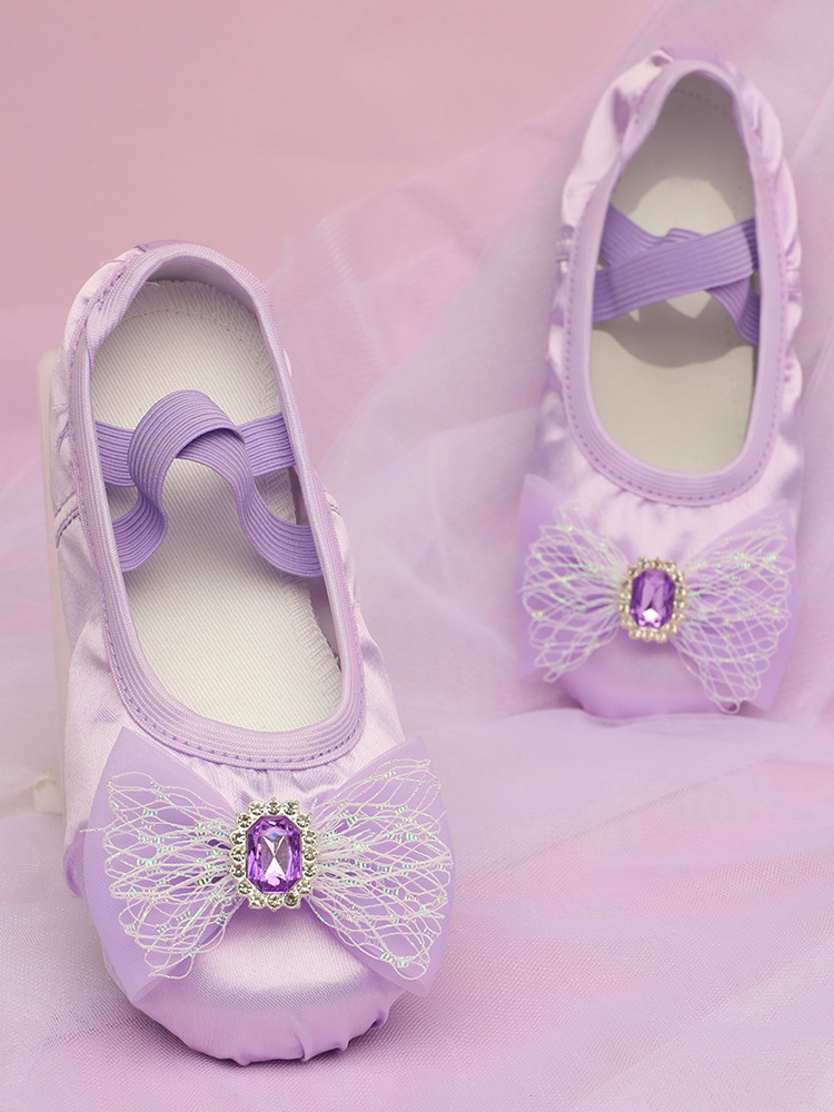 New children's dance shoes girls' practice ballet body performance dancing soft bottom cute bow accessories 8071