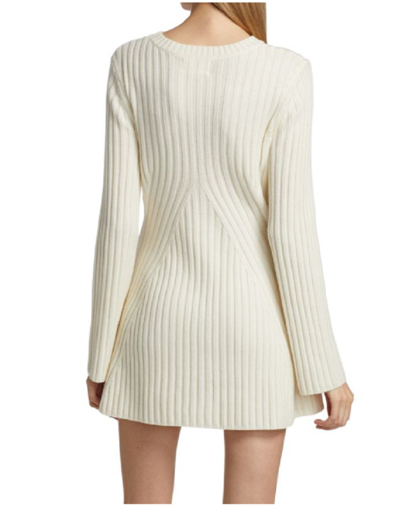 2023 autumn and winter new long-sleeved knitted dress European and American solid color casual sweater dress cross-border Women's sweater dress