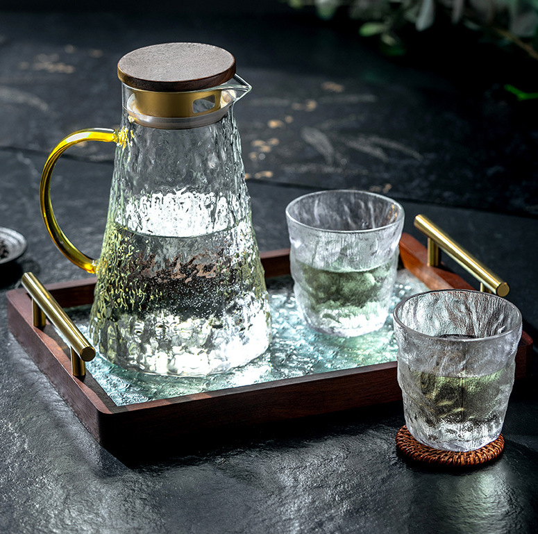Vintage Glacier Cold Water Kettle Cold Soaking Large Capacity High Temperature Resistant Cold Water Cup Teapot Set Household Water Container Tie Pot