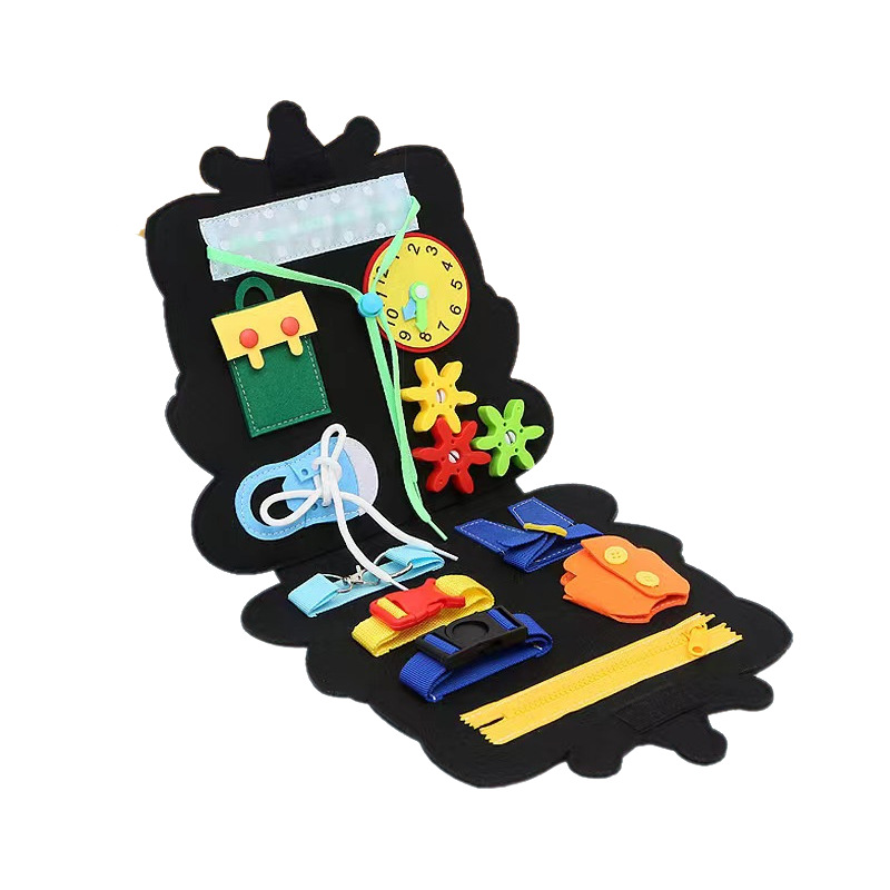 Montessori Early Education Educational Toys Busy Board Dinosaur Felt Learning Board 1 to 3 Years Old Dressing Self-care Ability Early Teaching