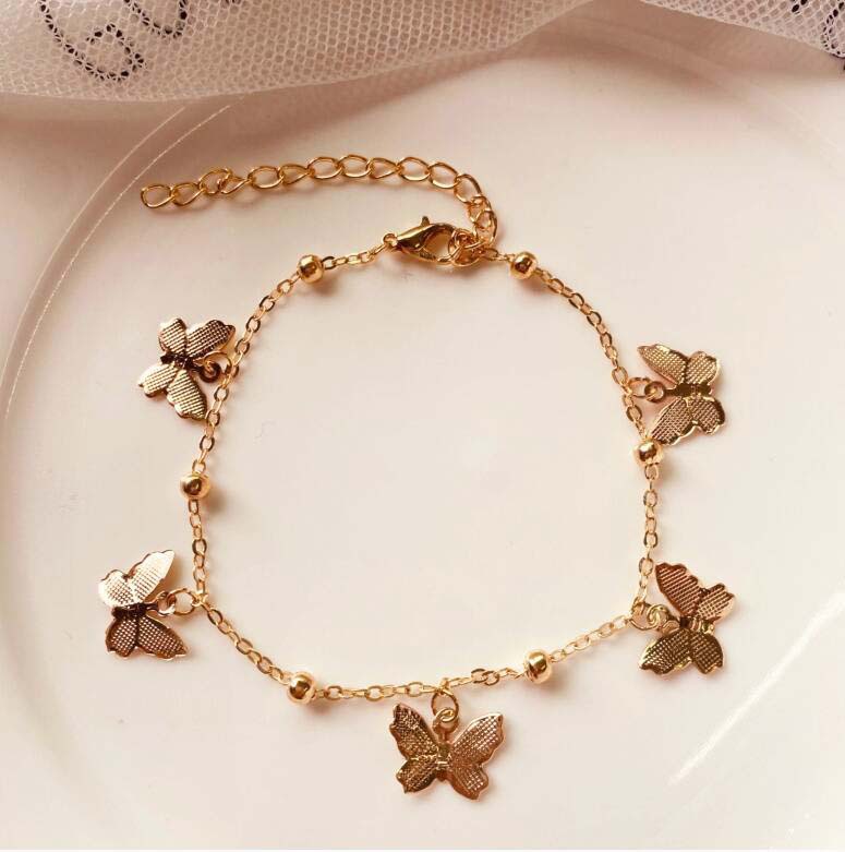 Europe and the United States cross-border metal jewelry new beach anklet hollow butterfly pendant handmade anklet accessories spot wholesale