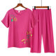 New Mom Pajamas Women's Summer Cotton and Linen Short-sleeved Two-piece Suit Summer Thin Grandma's Home Clothes Outer Wear
