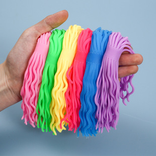 Cross-border decompression TPR soft glue macaron Lara Music creative vent toy spaghetti color elastic rope
