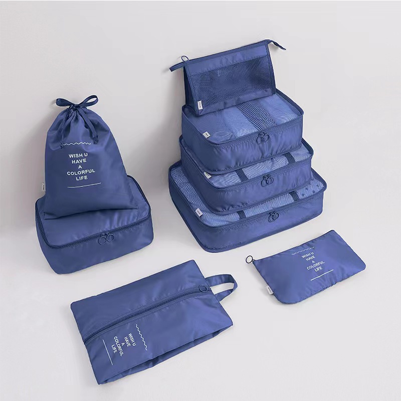 Amazon Explosions Twill Travel Storage Eight-Piece Set Travel Clothes Sorting Storage Bag Luggage Sorting