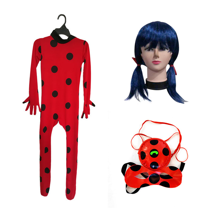 Ladybug Girl clothes Halloween stage performance children's performance costume miracle girl black cat Noer jumpsuit