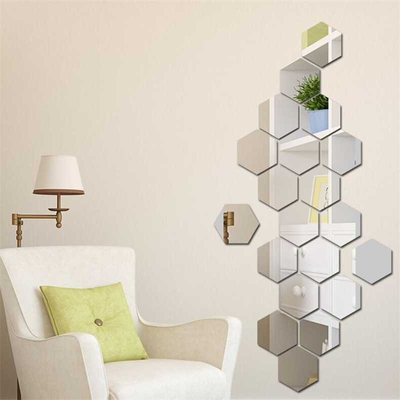 Hexagonal acrylic self-adhesive mirror wall sticker honeycomb hexagonal frame wall sticker hexagonal mirror sticker