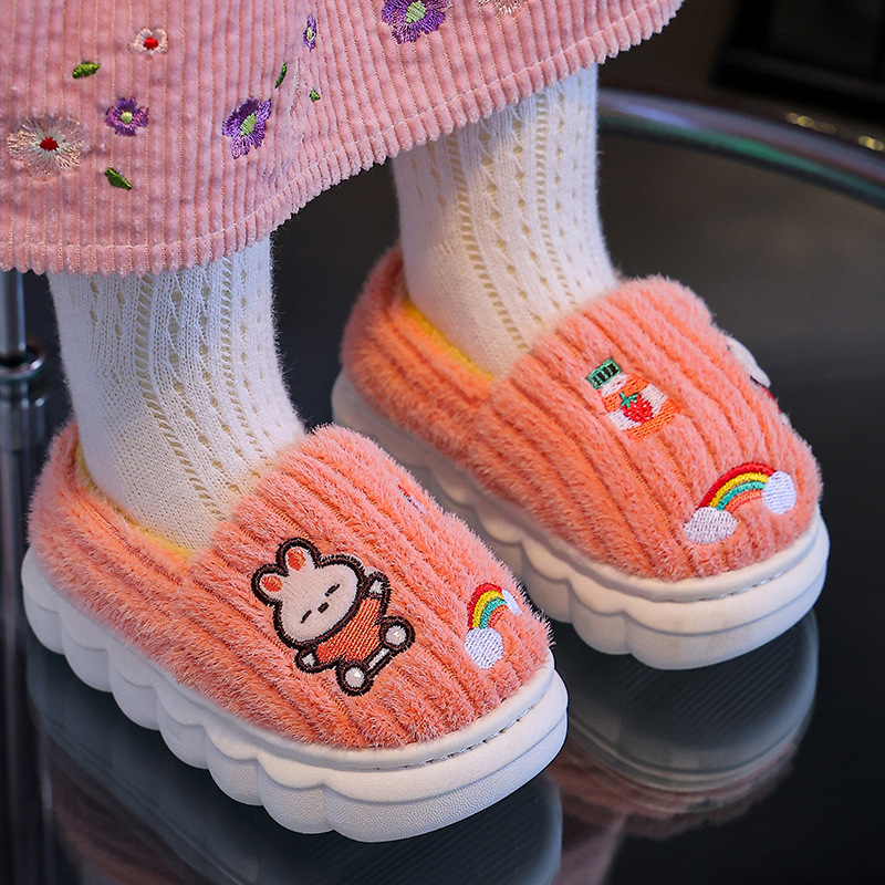 儿童棉鞋包跟冬季可爱卡通男女童家居保暖中大童防滑厚底宝宝棉鞋