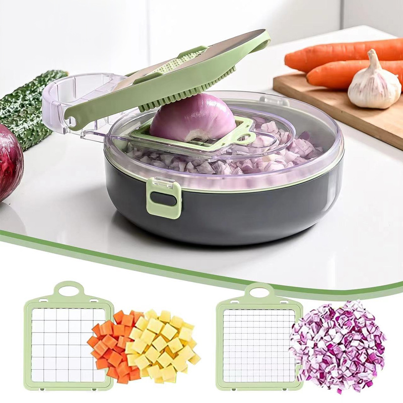 Cross-border multi-functional vegetable cutter household grater kitchen shredder dicing slicing drain cutting artifact