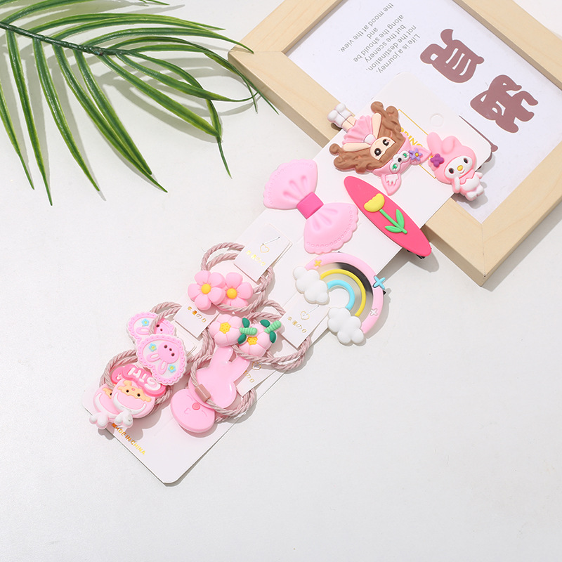 Summer Cartoon Children's Hairpin Hairrope Cute Girls' Hairband Princess Hairpin Set Dopamine Hair Accessories Stall