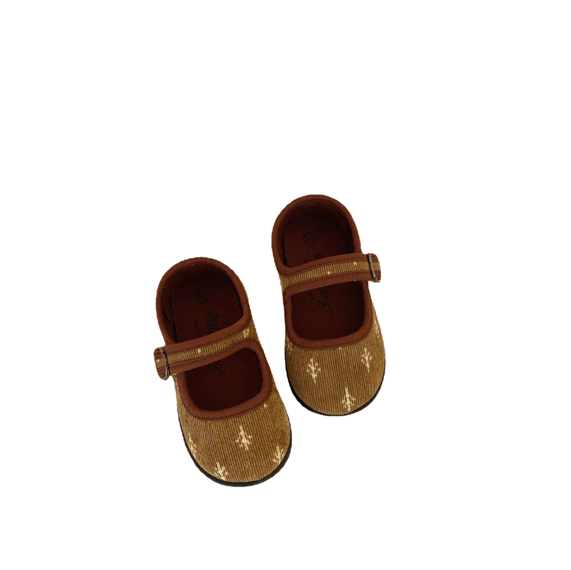Autumn 2021 New Children's Korean-style Corduroy Floral Shoes for Boys and Girls Velcro Fashionable Kindergarten Soft-soled Shoes